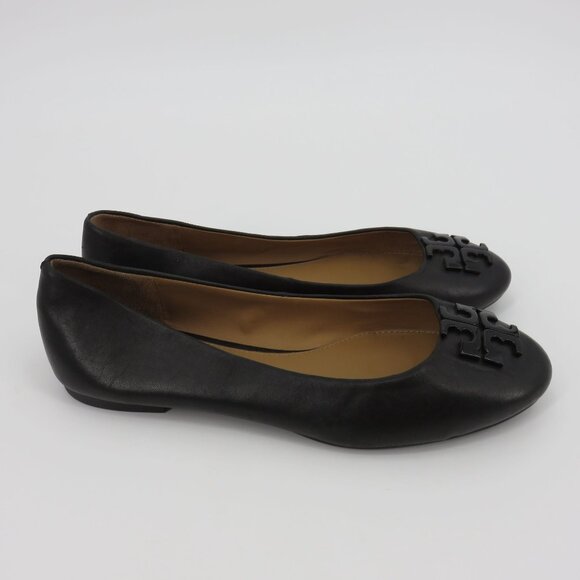 Tory Burch Lowell 2 Women 8 M Black Leather Ballet Flat Slip On Shoes 57778 Logo - Picture 9 of 16